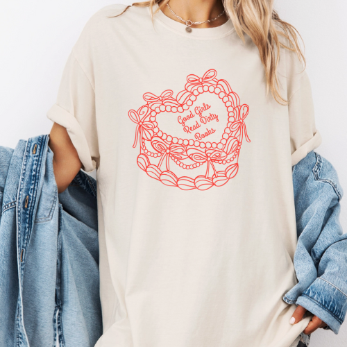 Good Girls Read Dirty Books Cake Tee